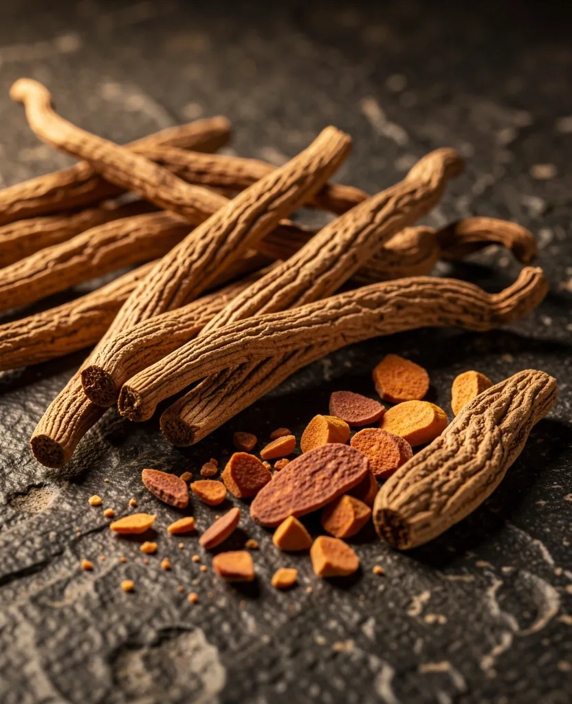 Dried adaptogen root botanicals